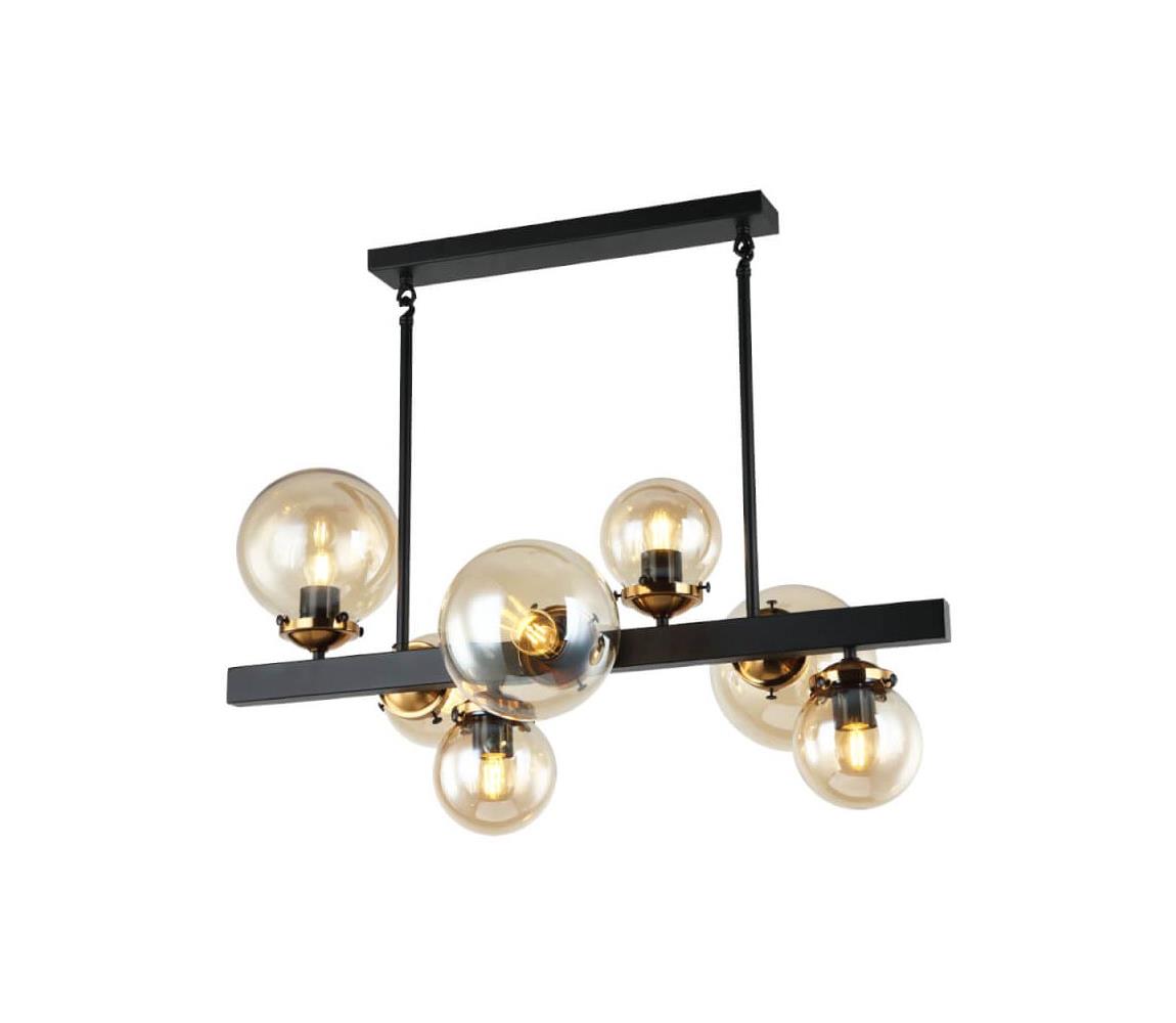  106004 - Lustr na tyči HYPERION 7xE27/7W/230V černá/béžová 106004