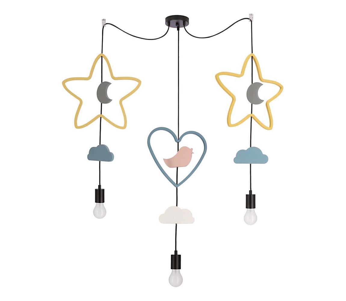  Dětský lustr na lanku TRIO 3xE27/20W/230V žlutá/modrá/šedá 33-27528