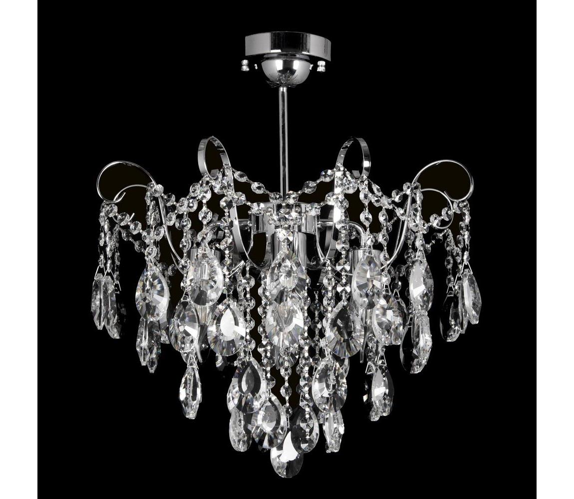  Křišťálový lustr na tyči 4xE27/60W/230V W-E 1427/4 CH, ?450 X H500