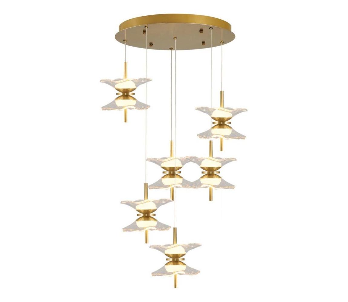  LED Lustr na lanku BUTTERFLY 12xLED/5W/230V 3000K zlatá 414LRC1360