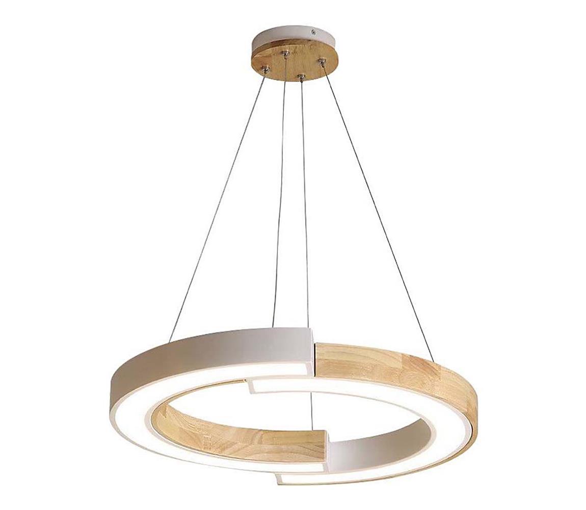  LED Lustr na lanku LED/32W/230V 3000K bílá/dřevo 10090