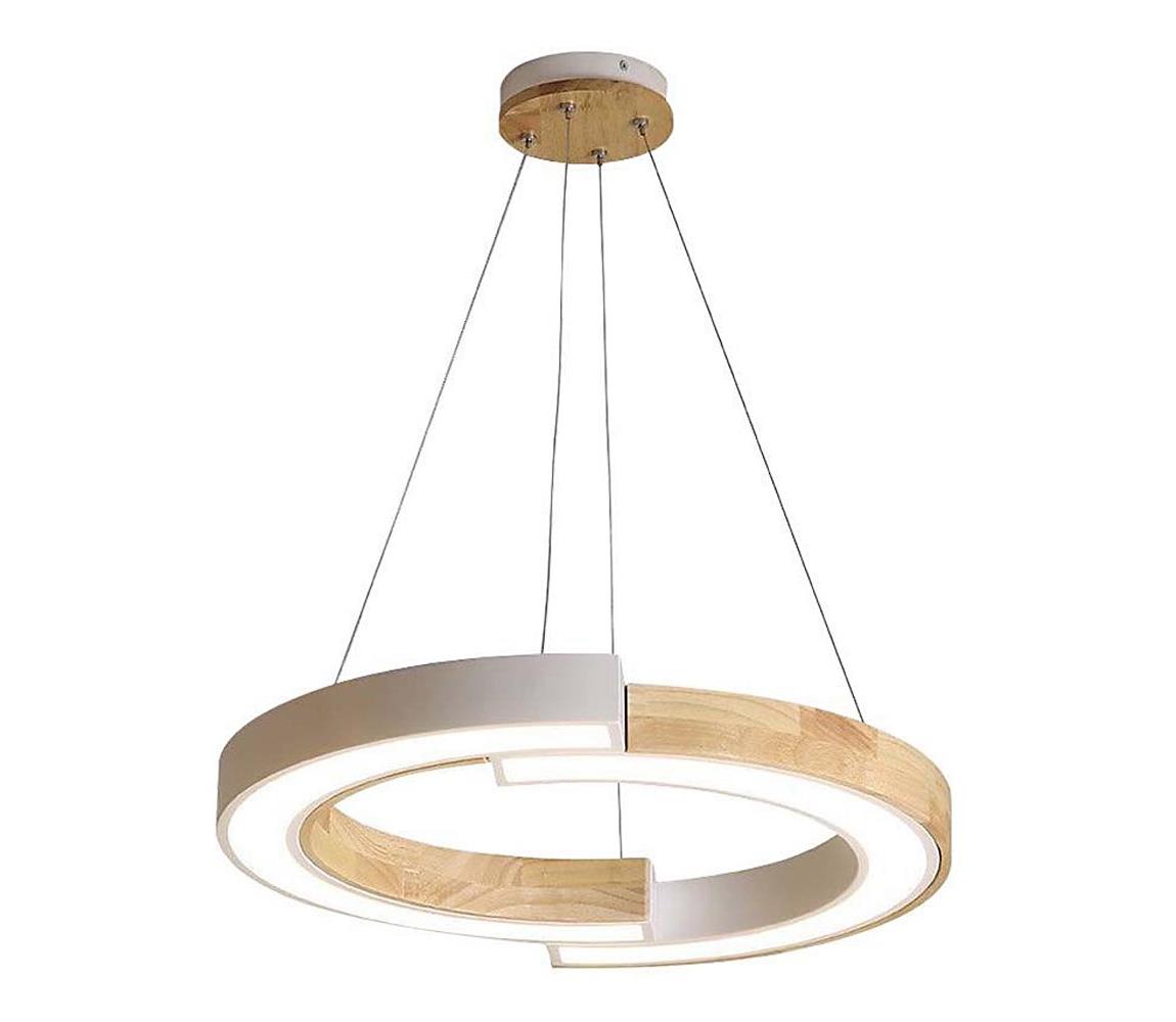  LED Lustr na lanku LED/32W/230V 4000K bílá/dřevo 10089