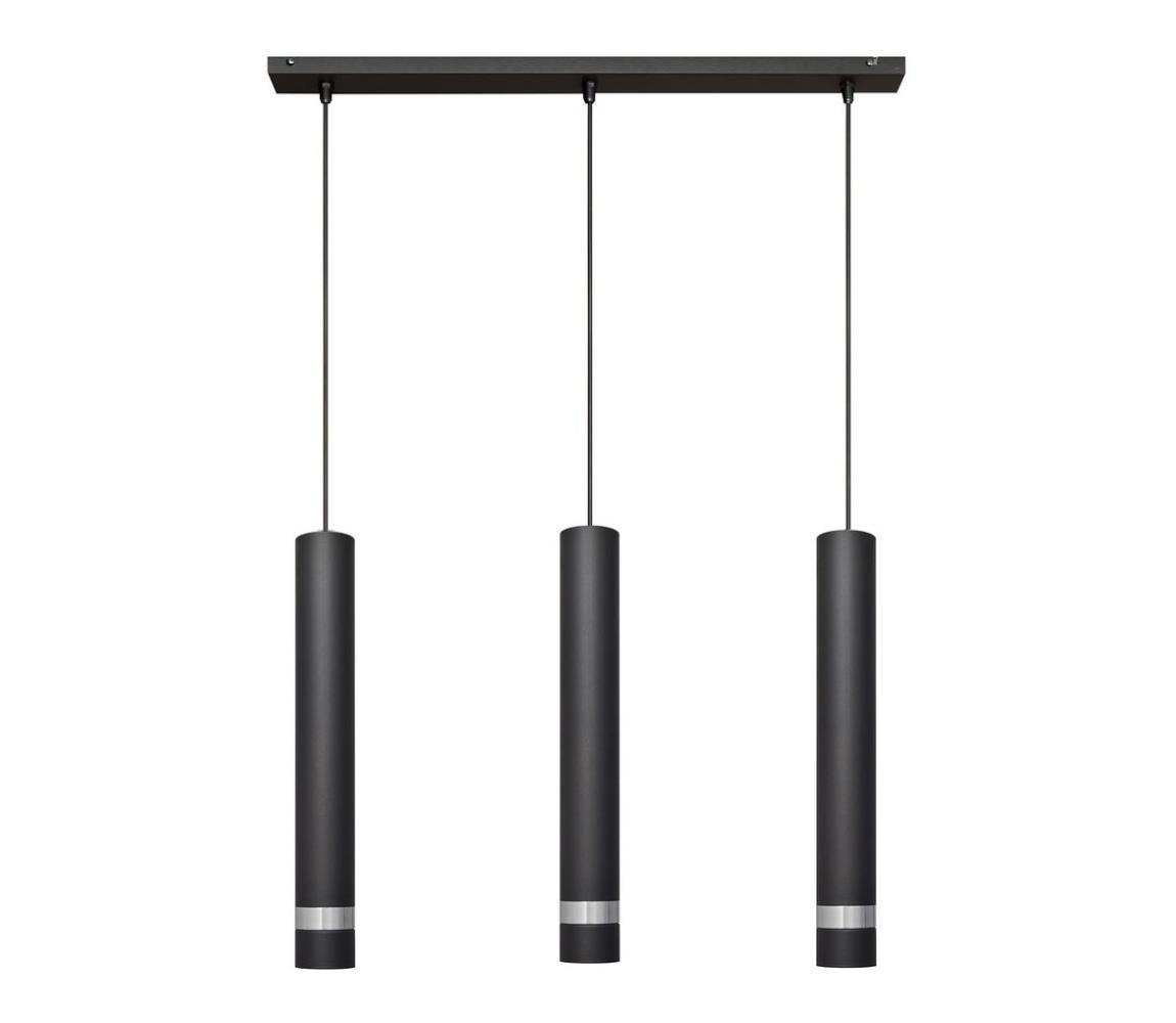  LED Lustr na lanku TUBA 3xGU10/4,8W/230V černá/chrom W-L 1111/3 BK+CH+BK