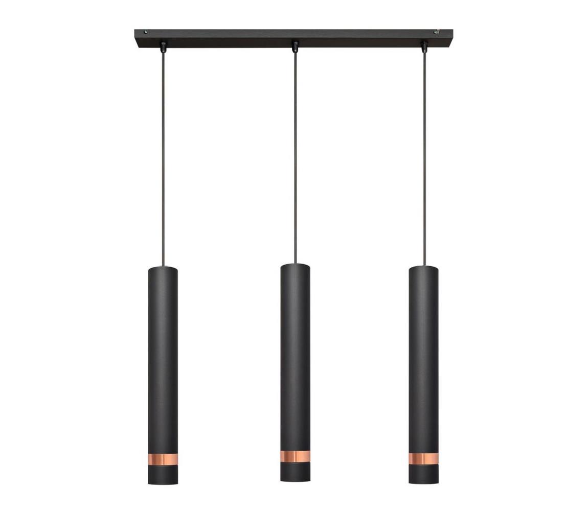 LED Lustr na lanku TUBA 3xGU10/4,8W/230V černá/měděná W-L 1111/3 BK+RG+BK