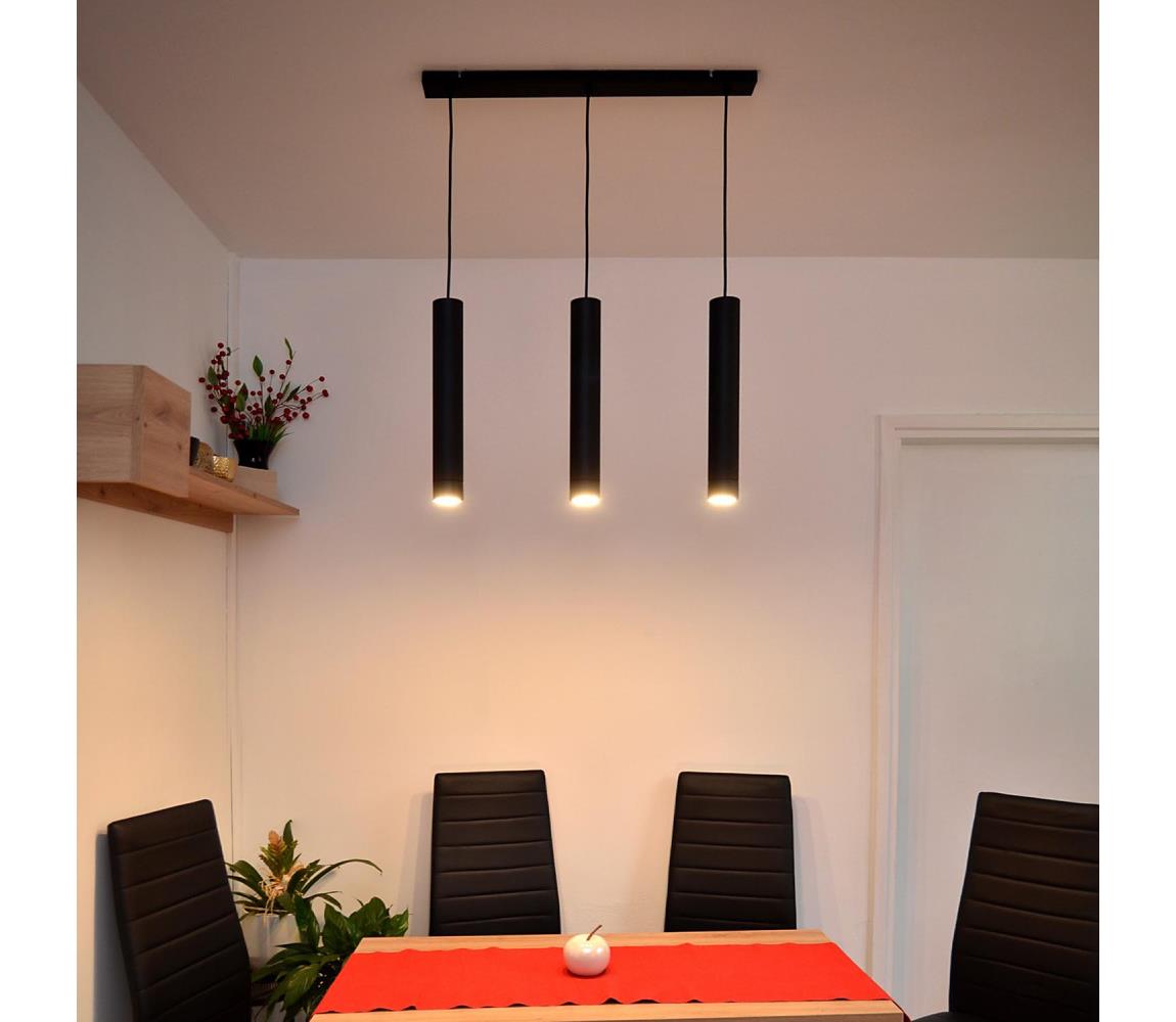  LED Lustr na lanku TUBA 3xGU10/4,8W/230V černá W-L 1111/3 BK