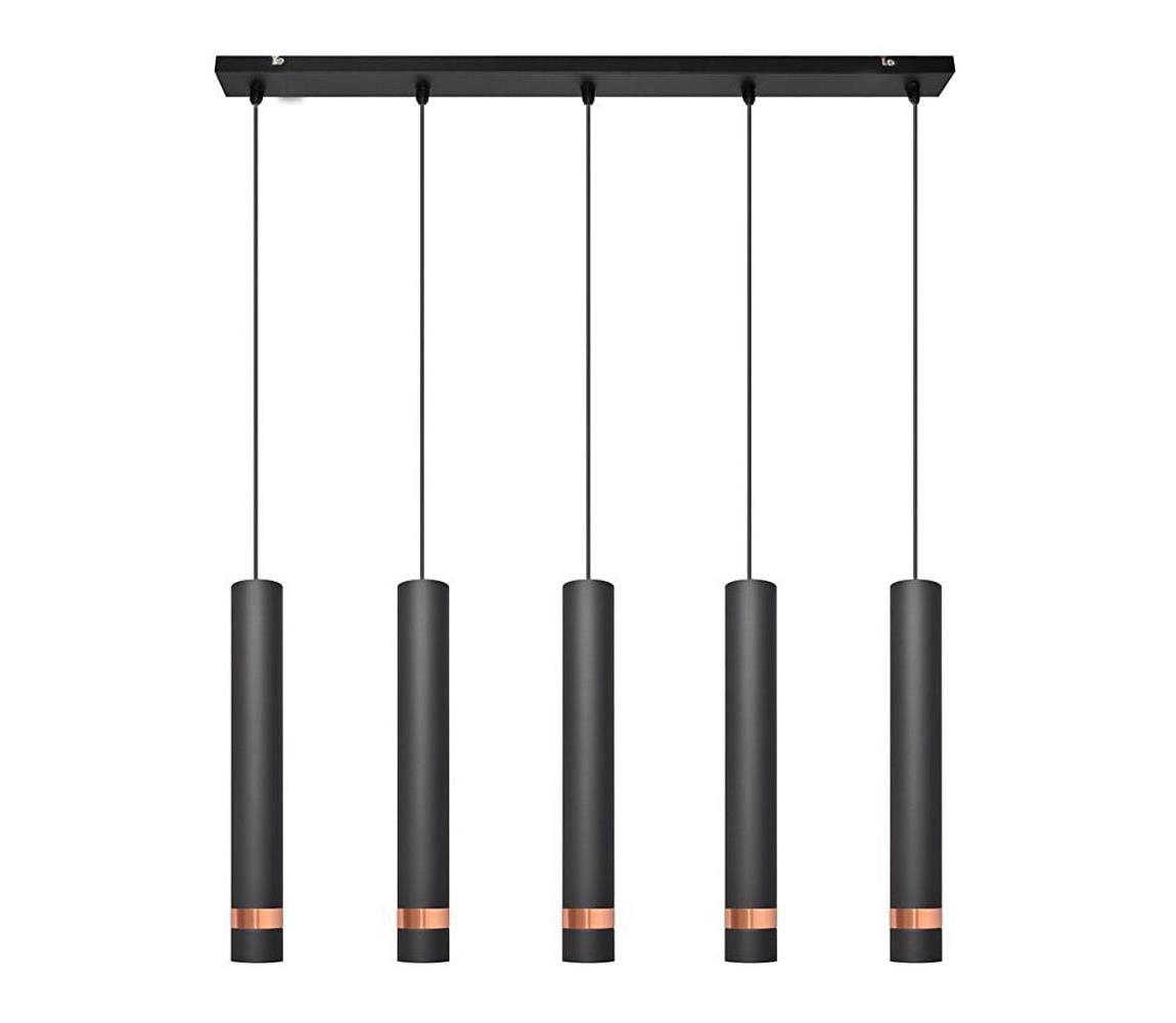  LED Lustr na lanku TUBA 5xGU10/6,5W/230V černá/měděná W-L 1111/5 BK+RG+BK