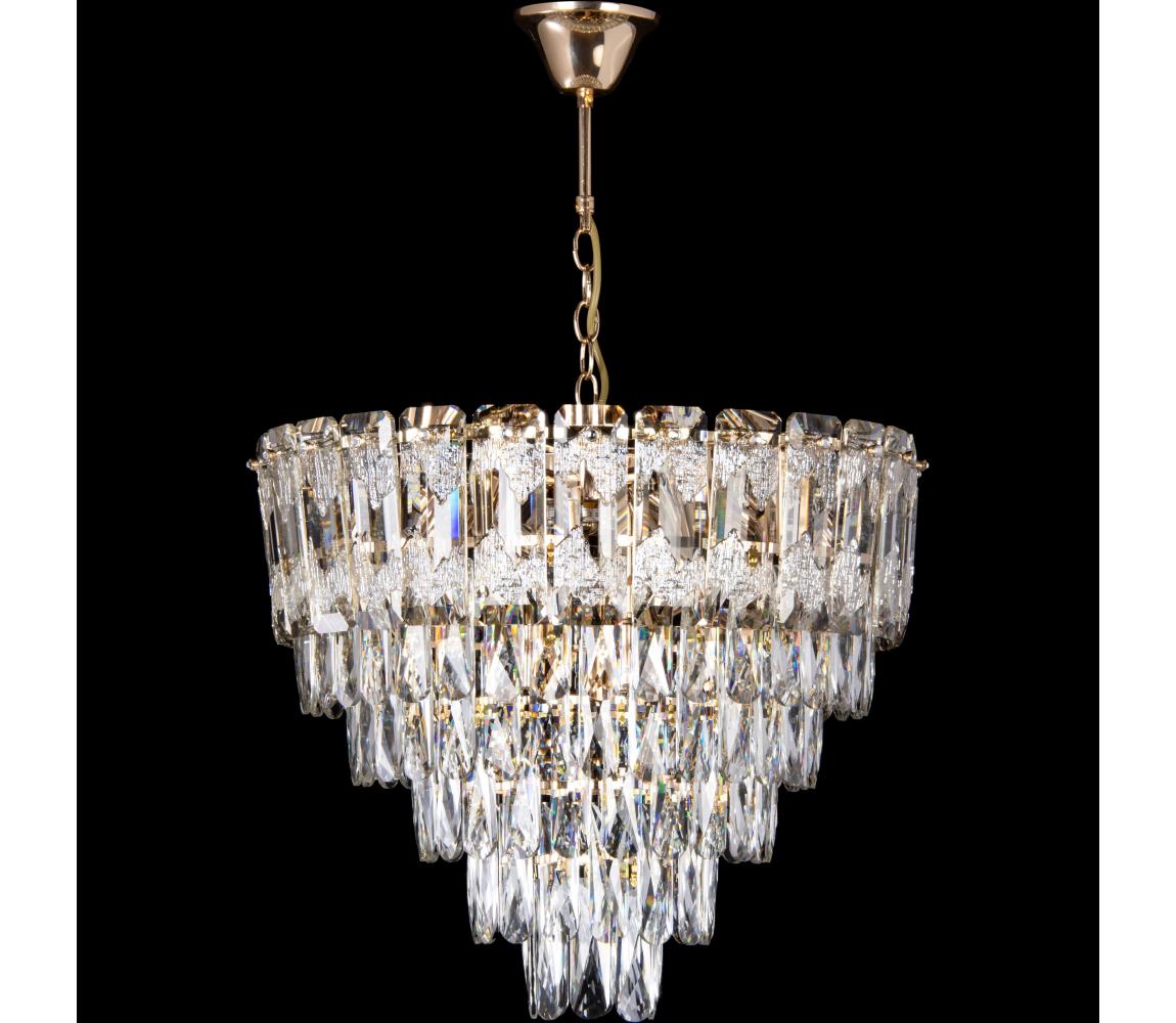  LED Lustr na řetězu 9xE27/60W/230V + 6xLED/6W pr. 50 cm zlatá W-E2636B/9+6