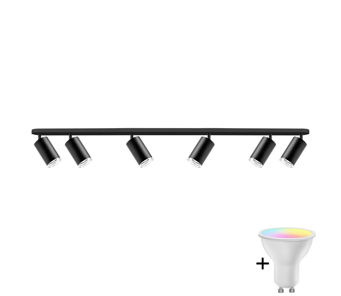  LED RGBW Stmívatelné koupelnové bodové svítidlo TURYN 6xGU10/6,5W/230V IP44 čer SA1946+AI2320