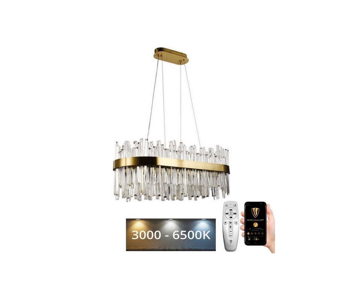  LED Stmívatelný křišťálový lustr na lanku LED/90W/230V + dálkové ovládání J6334/C