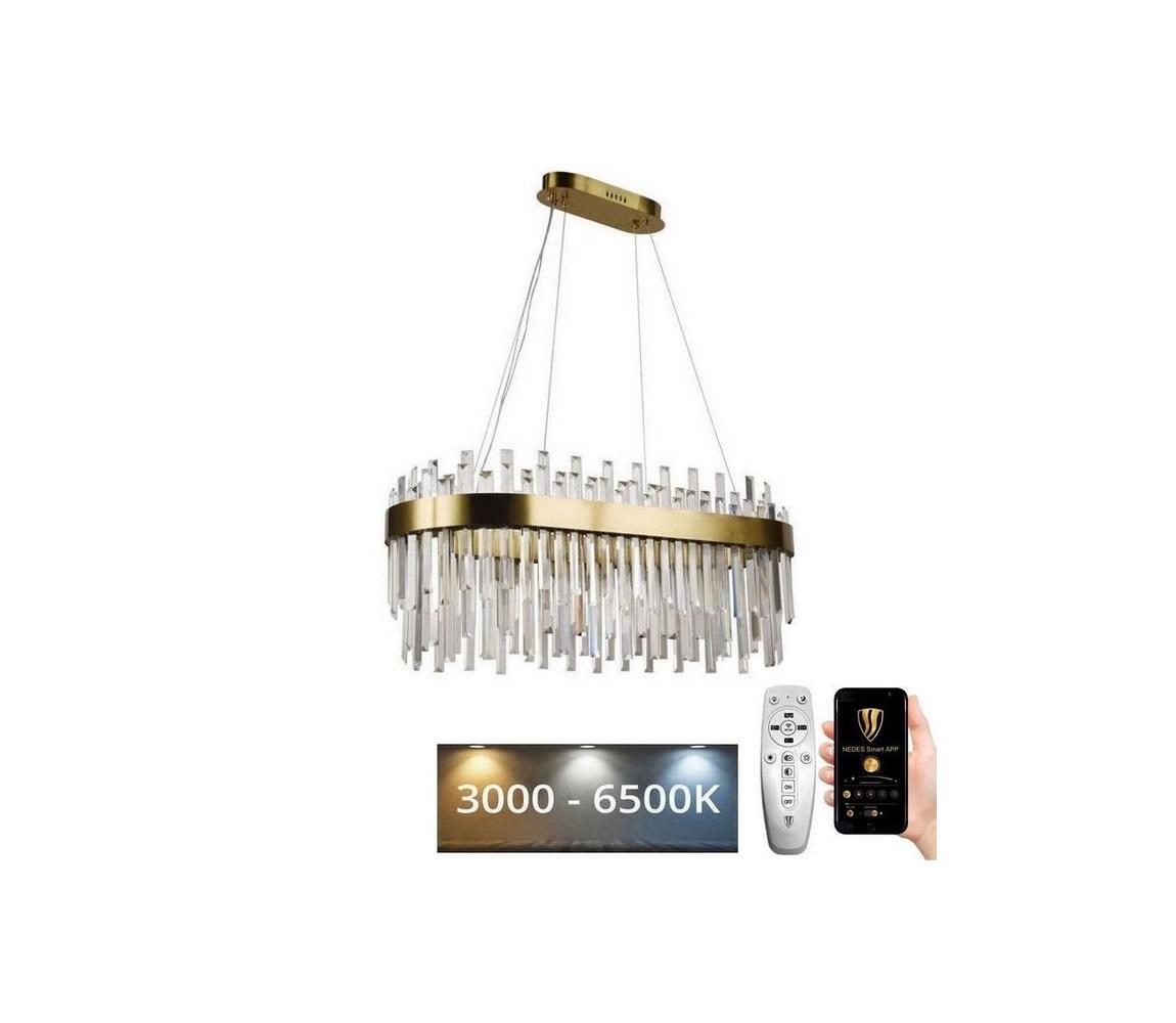  LED Stmívatelný lustr na lanku LED/100W/230V 3000-6500K zlatá + dálkové ovládání J6312/C
