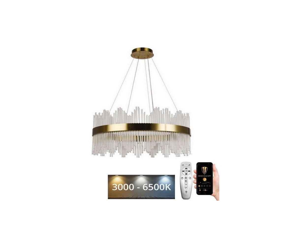  LED Stmívatelný lustr na lanku LED/110W/230V 3000-6500K zlatá + dálkové ovládání J6314/C