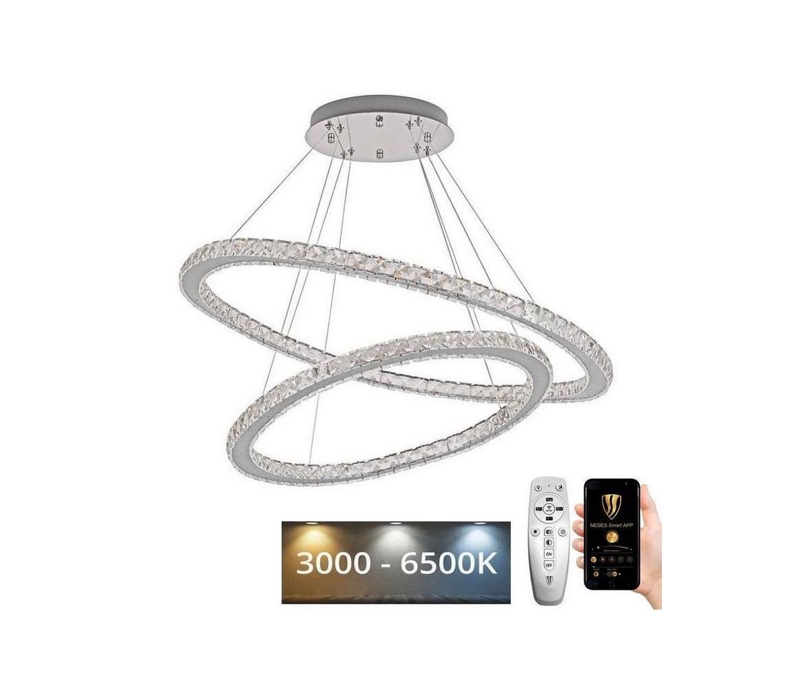  LED Stmívatelný lustr na lanku LED/160W/230V 3000-6500K stříbrná + DO J6354/CH