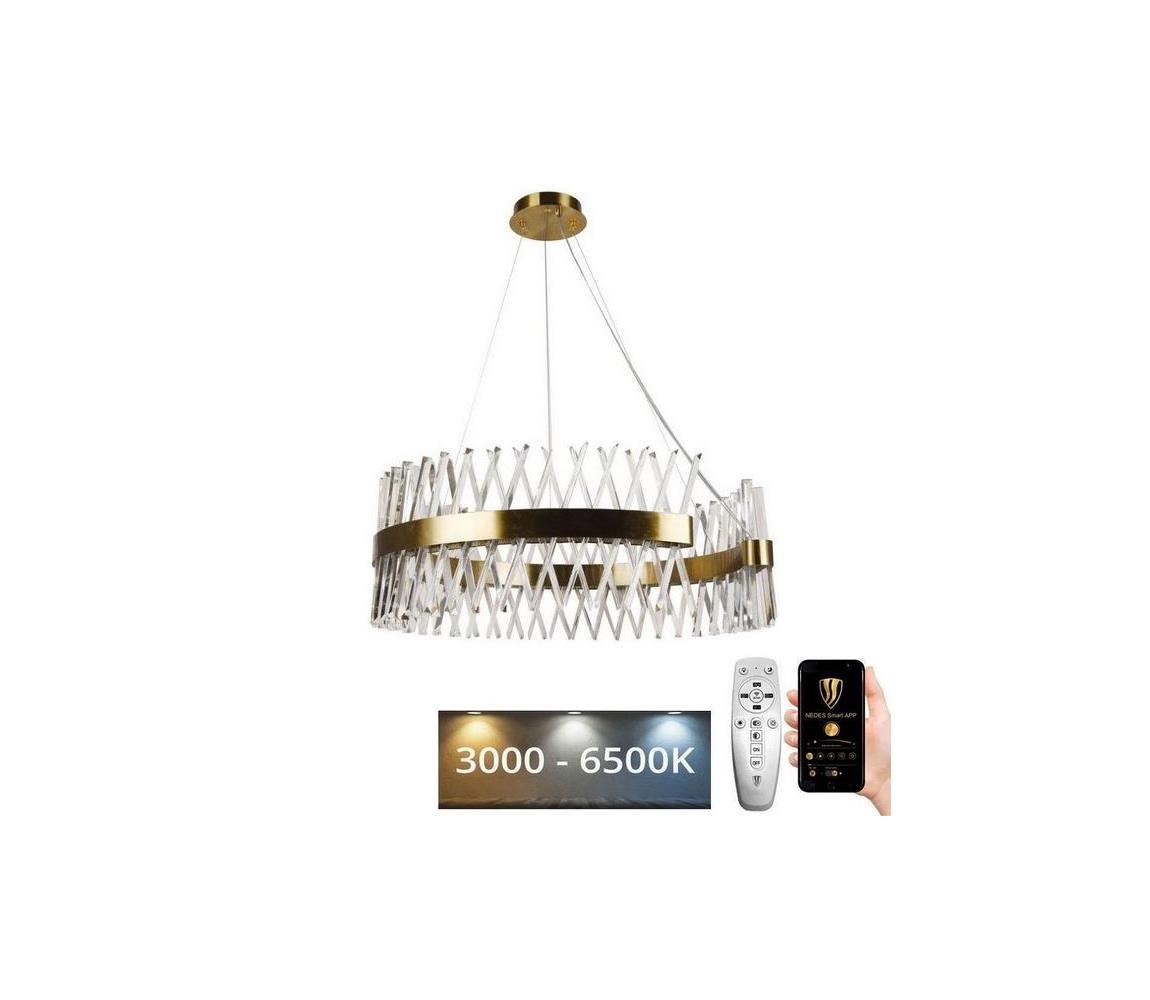  LED Stmívatelný lustr na lanku LED/175W/230V 3000-6500K zlatá + dálkové ovládání J6305/C