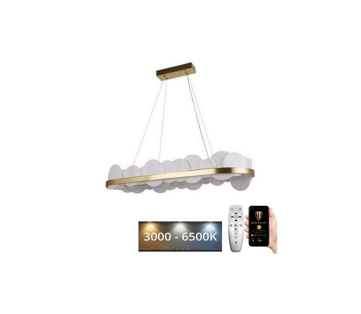  LED Stmívatelný lustr na lanku LED/50W/230V 3000-6500K zlatá + dálkové ovládání J6320/C