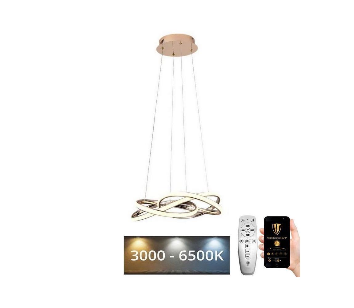  LED Stmívatelný lustr na lanku LED/65W/230V 3000-6500K zlatá + dálkové ovládání J4332/G