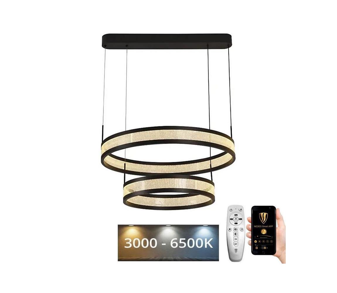  LED Stmívatelný lustr na lanku LED/70W/230V černá + dálkové ovládání J4366/B