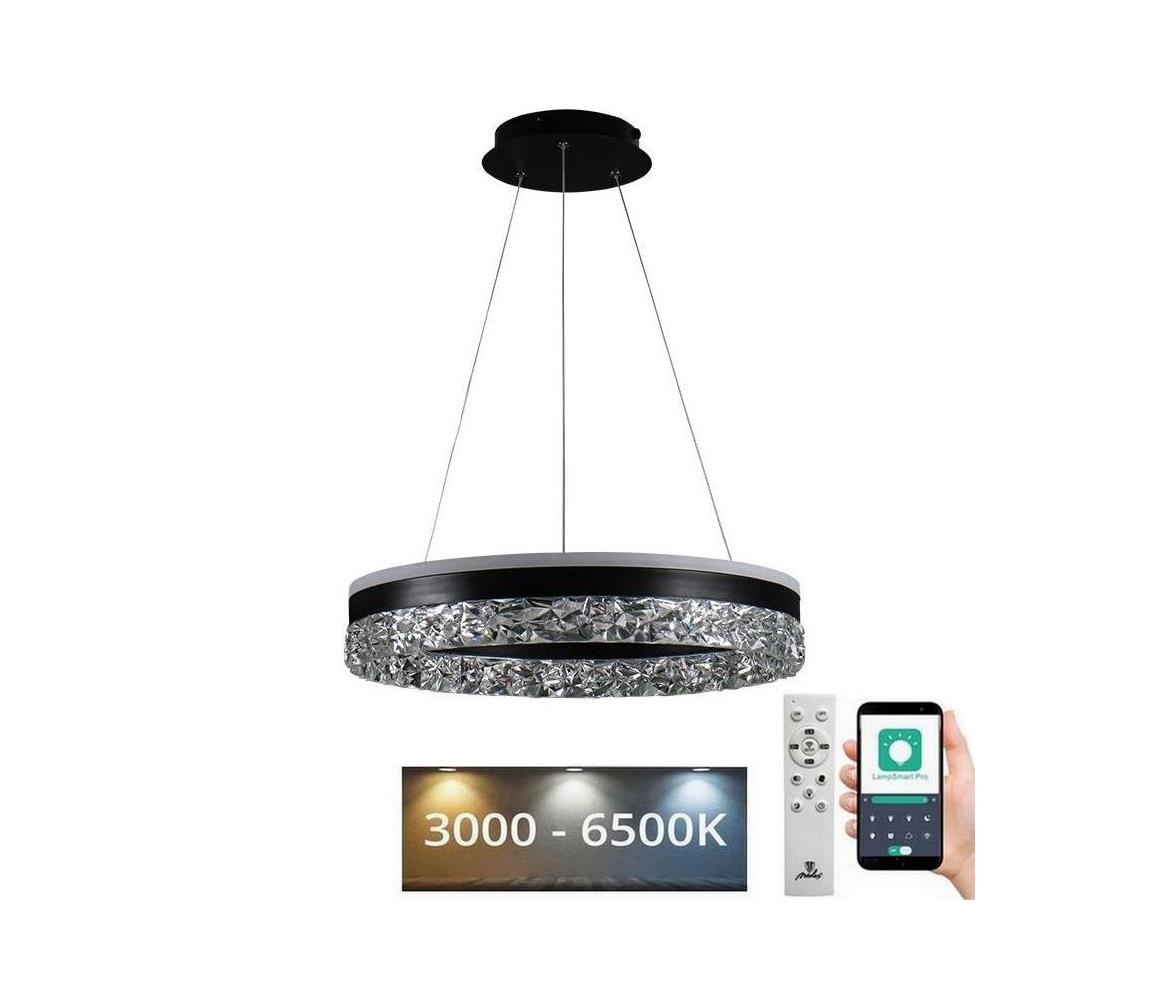  LED Stmívatelný lustr na lanku LED/80W/230V 3000-6500K černá + dálkové ovládání TA2301/B