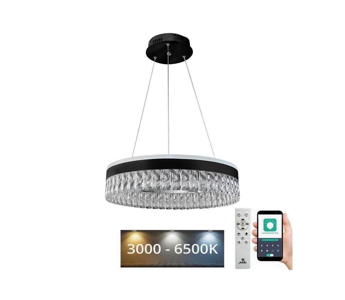  LED Stmívatelný lustr na lanku LED/90W/230V 3000-6500K černá + dálkové ovládání TA2300/B