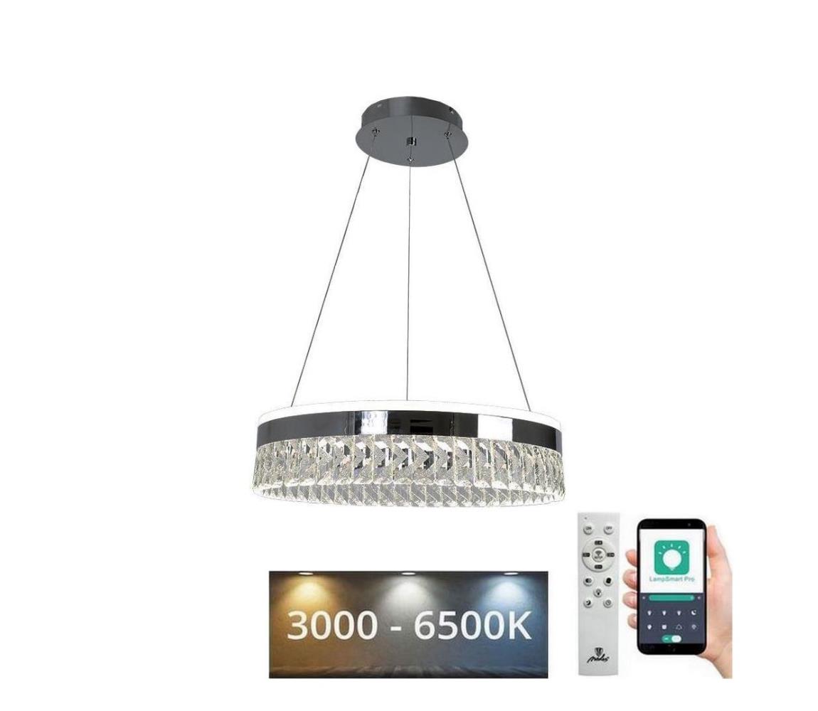  LED Stmívatelný lustr na lanku LED/90W/230V 3000-6500K chrom + dálkové ovládání TA2300/CH