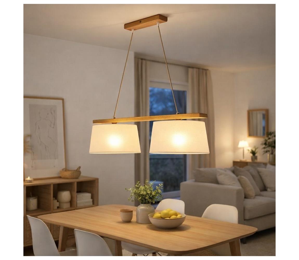  Lustr na lanku AIDA 2xE27/60W/230V pr. 35 cm dub LD 2.98 DĄB RUSTIK