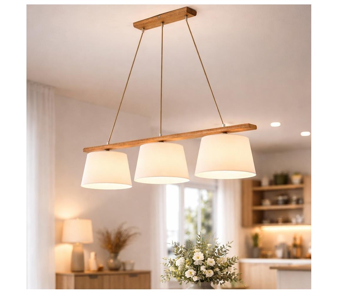  Lustr na lanku AIDA 3xE27/60W/230V pr. 25 cm dub LD 3.98 DĄB RUSTIK