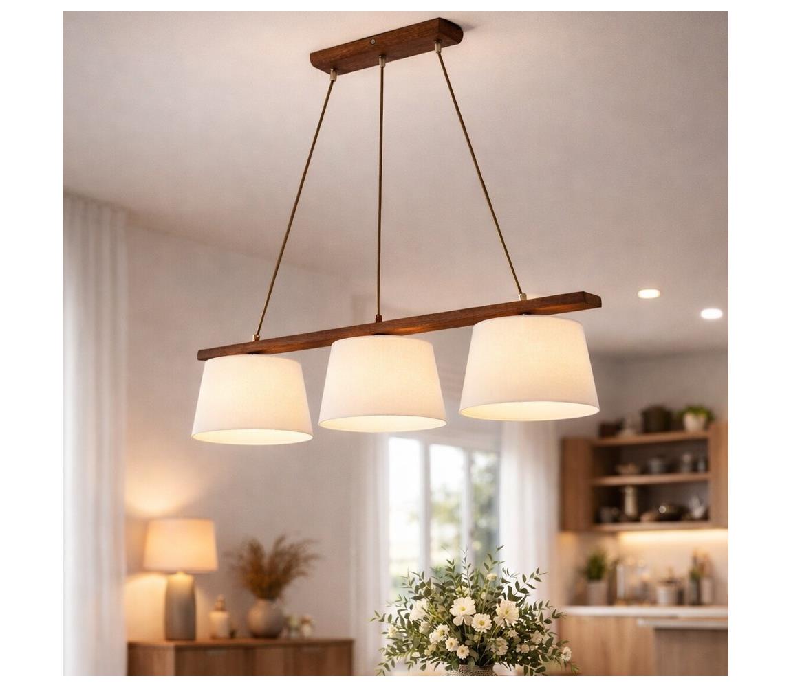  Lustr na lanku AIDA 3xE27/60W/230V pr. 25 cm dub/ořech LD 3.98 DĄB ORZECH