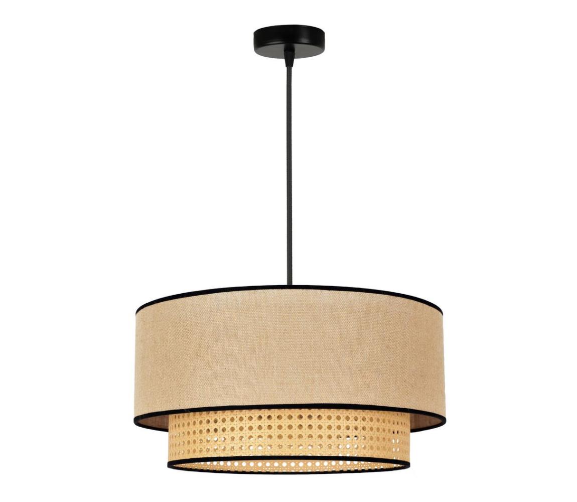  - Lustr na lanku BOHO 1xE27/15W/230V pr. 45 cm béžová/ratan 84304