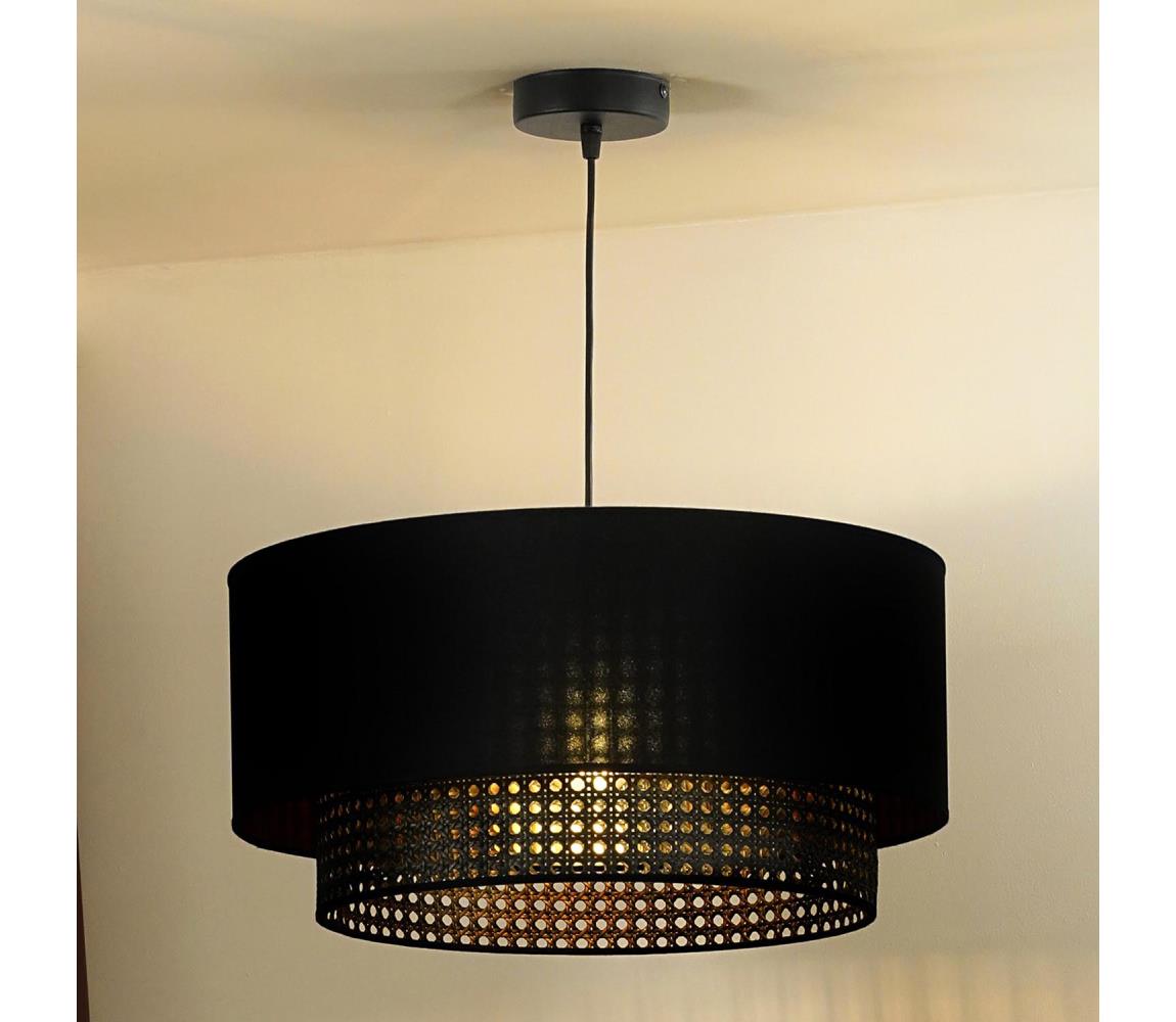  - Lustr na lanku BOHO RATTAN 1xE27/15W/230V pr. 45 cm černá 603683