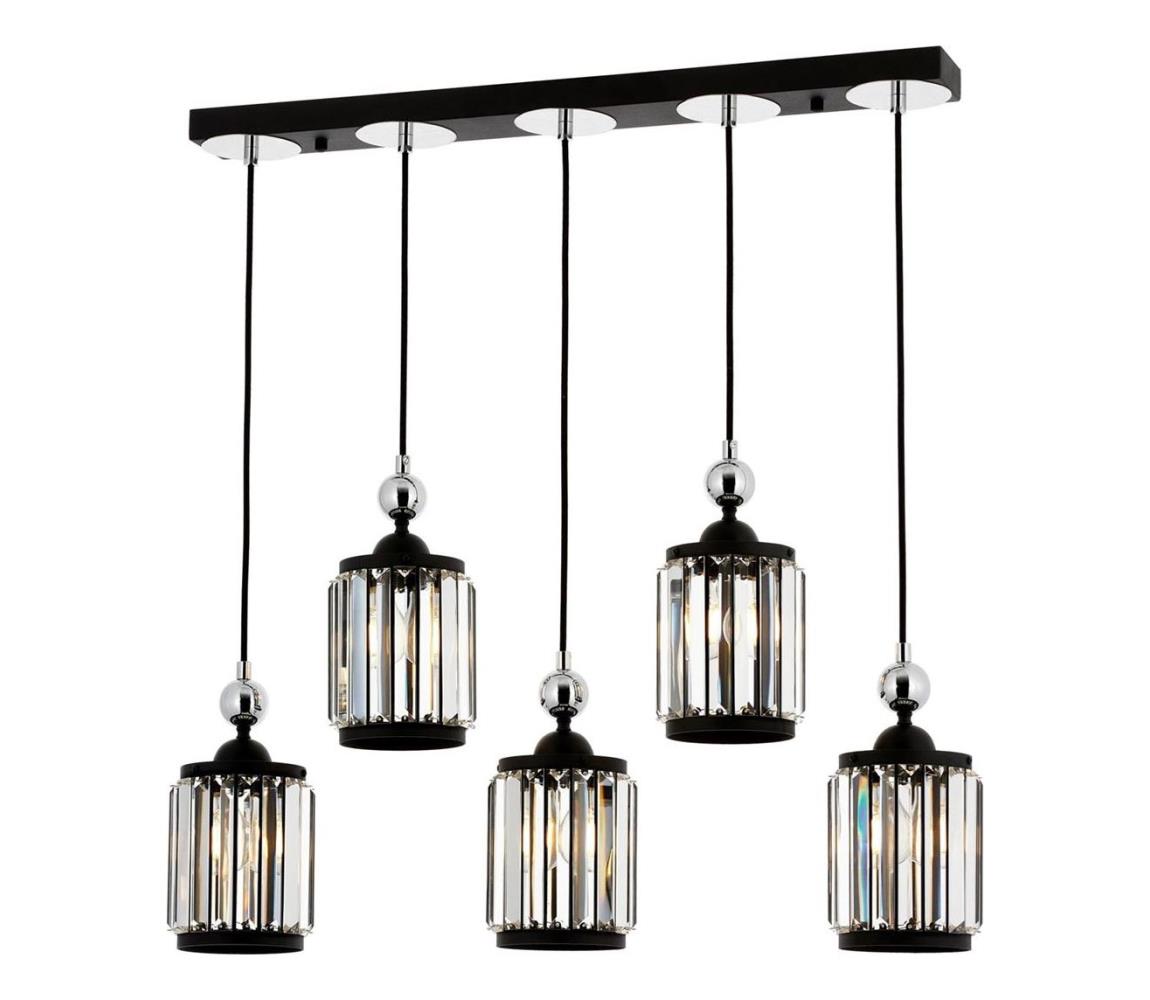  Lustr na lanku CRYSTALLINE 5xE27/40W/230V černá 301AUR1275