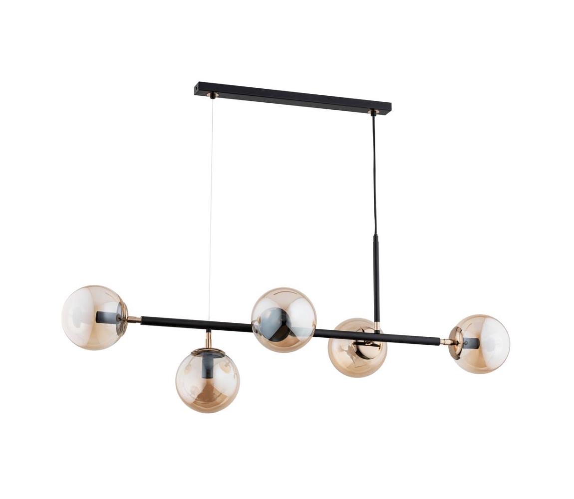  Lustr na lanku DANSA 5xE14/10W/230V mosaz/černá 63020