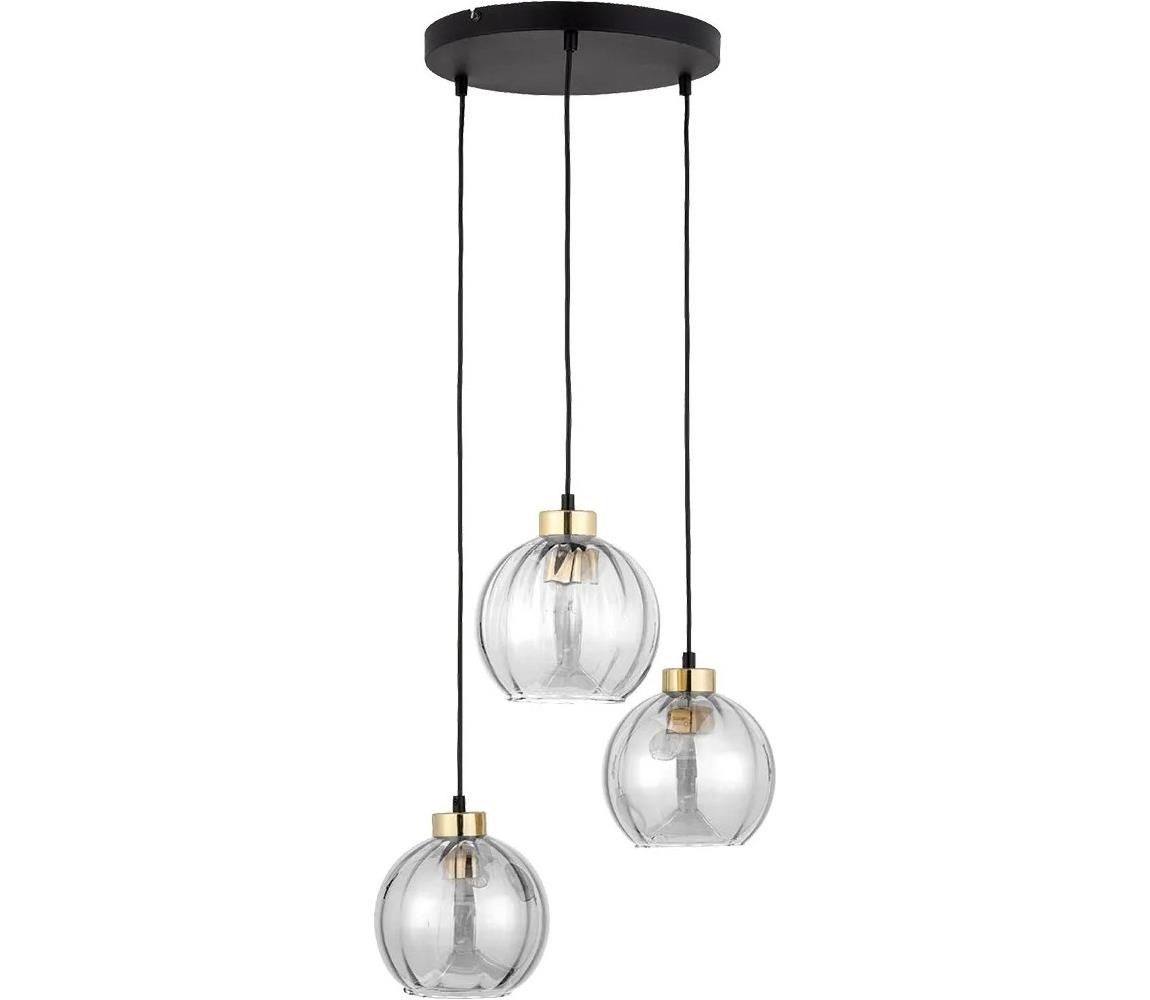  Lustr na lanku DEVI 3xE27/15W/230V černá/čirá 4579