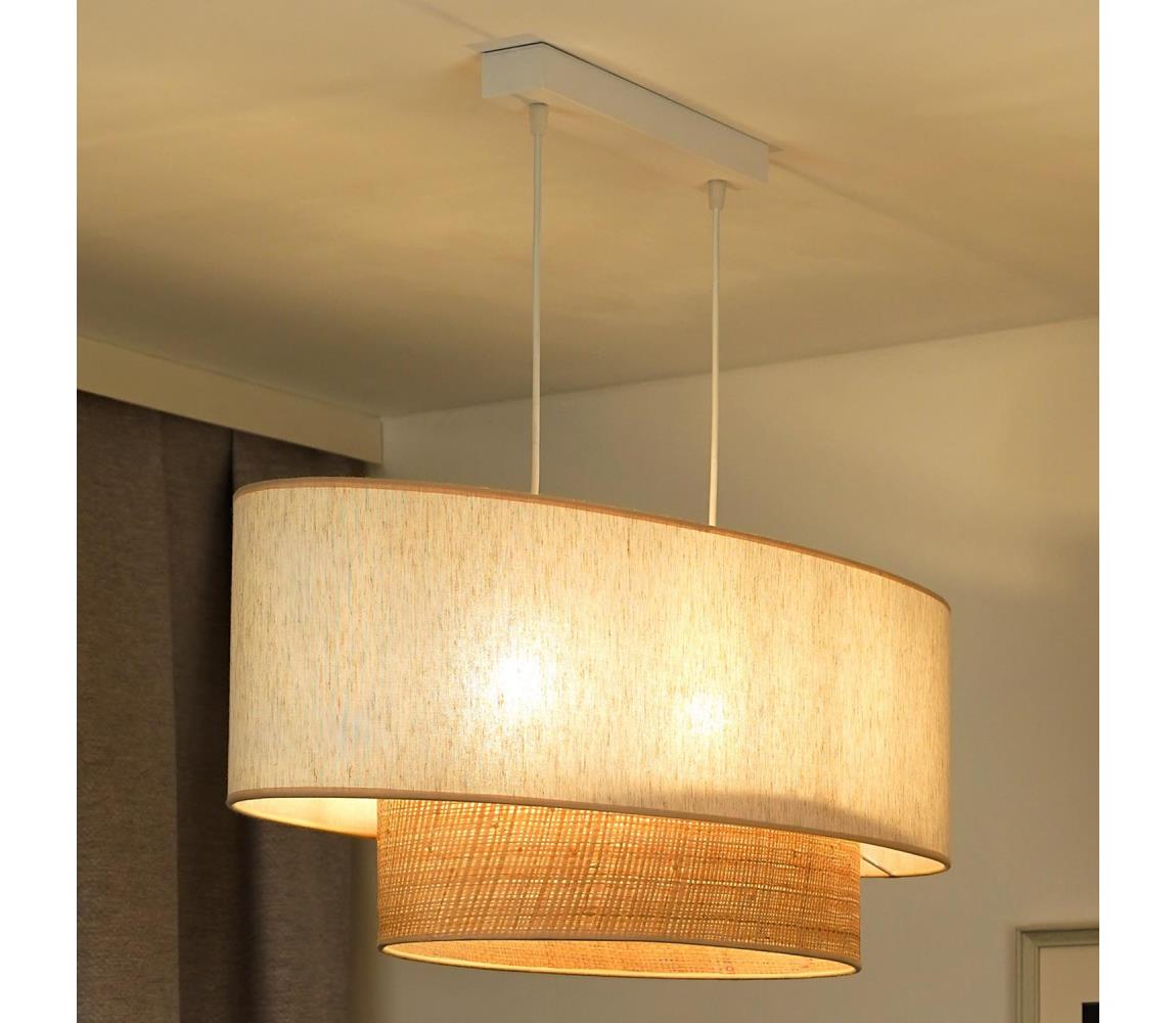  - Lustr na lanku DOUBLE OVAL NATURE 2xE27/15W/230V krémová/béžová 603584