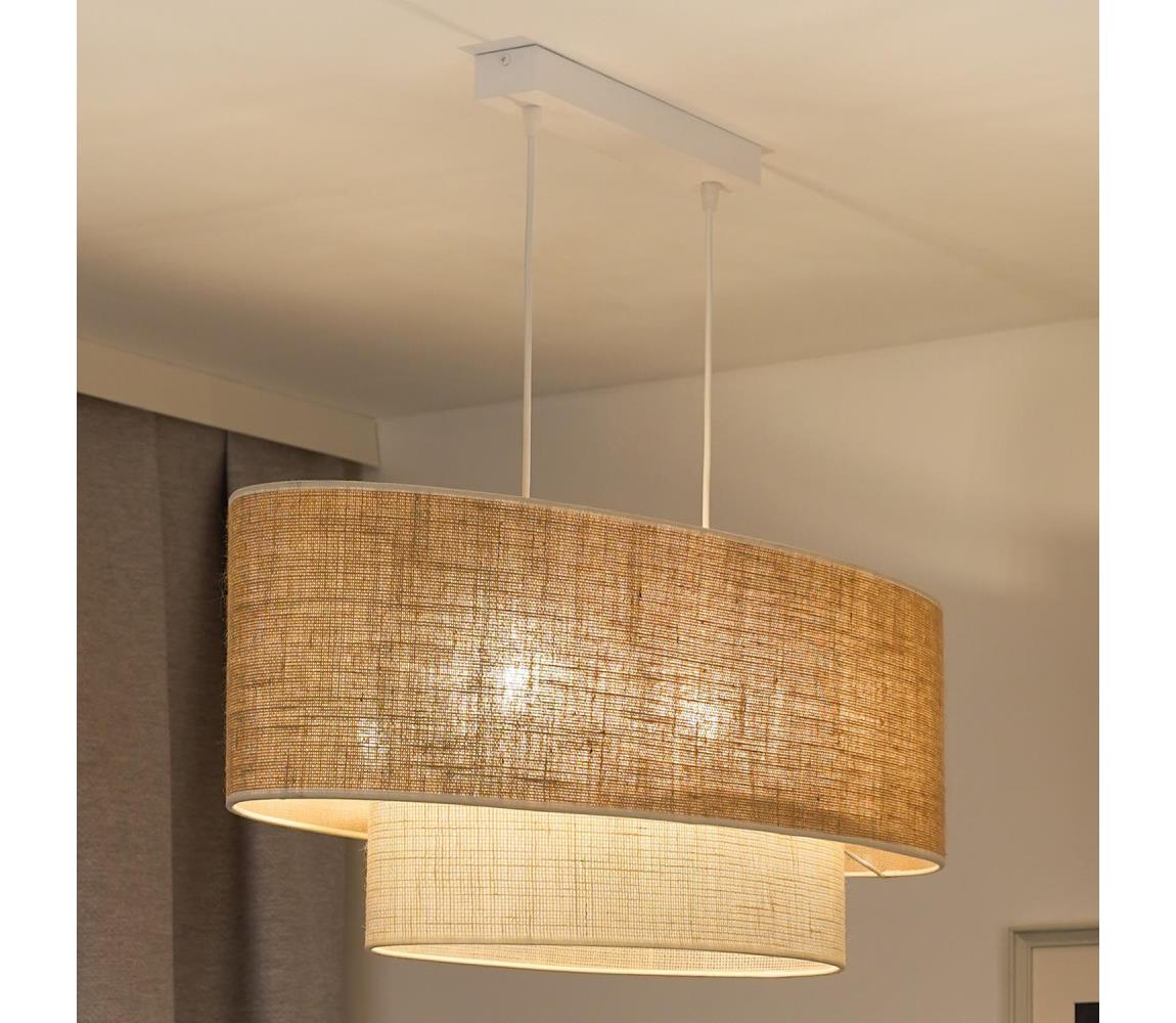  - Lustr na lanku DOUBLE OVAL YUTE 2xE27/15W/230V hnědá/krémová 603577