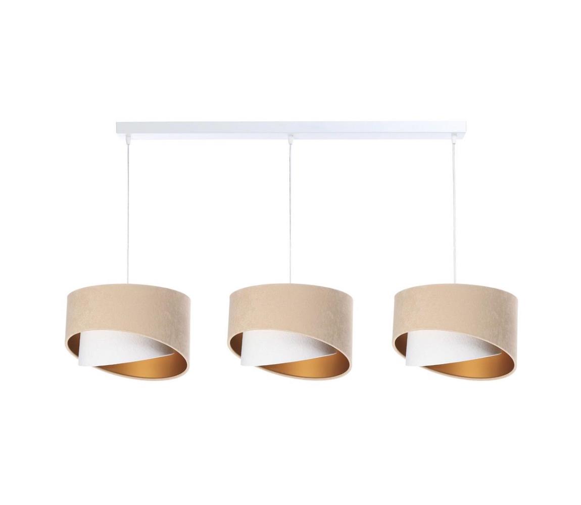  Lustr na lanku GALAXY 3xE27/60W/230V béžová/bílá/zlatá 060-L3-018