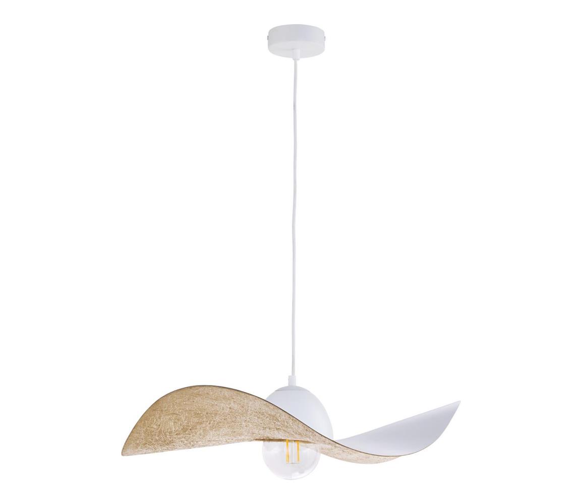  Lustr na lanku KAPELLO 1xE27/60W/230V pr. 55 cm bílá/zlatá 32345