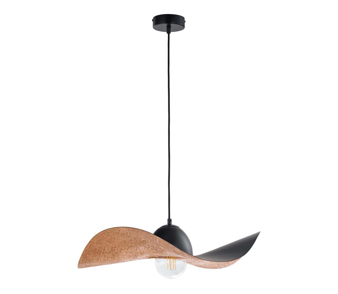  Lustr na lanku KAPELLO 1xE27/60W/230V pr. 55 cm černá/měděná 32346