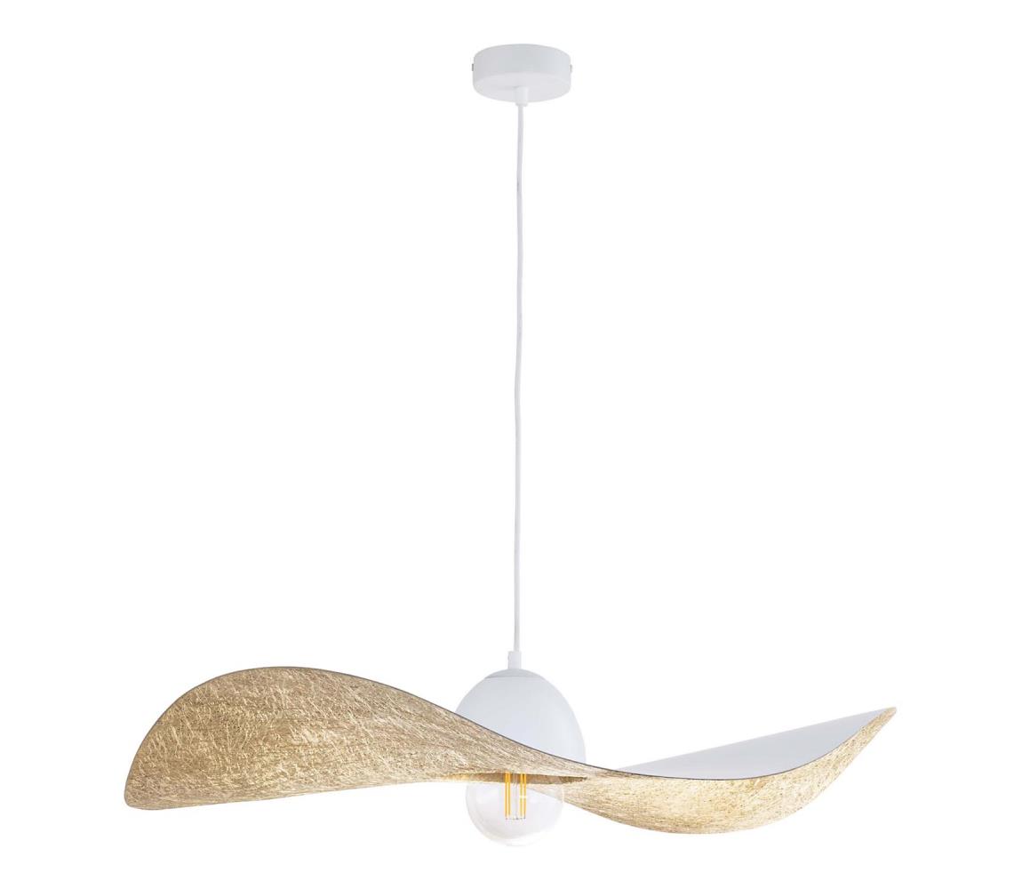  Lustr na lanku KAPELLO 1xE27/60W/230V pr. 76 cm bílá/zlatá 32338