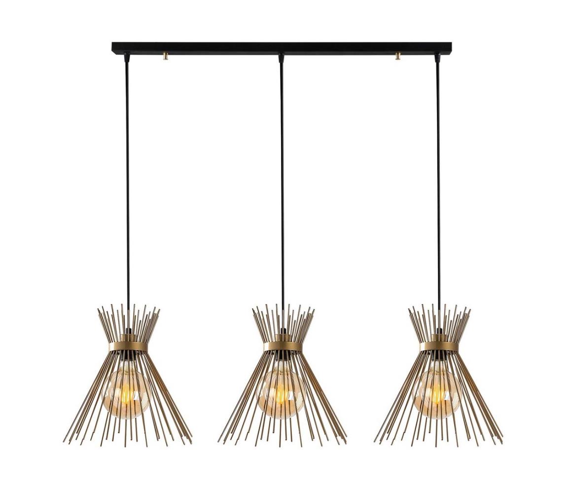  Lustr na lanku KIRPI 3xE27/40W/230V zlatá 892OPV1847