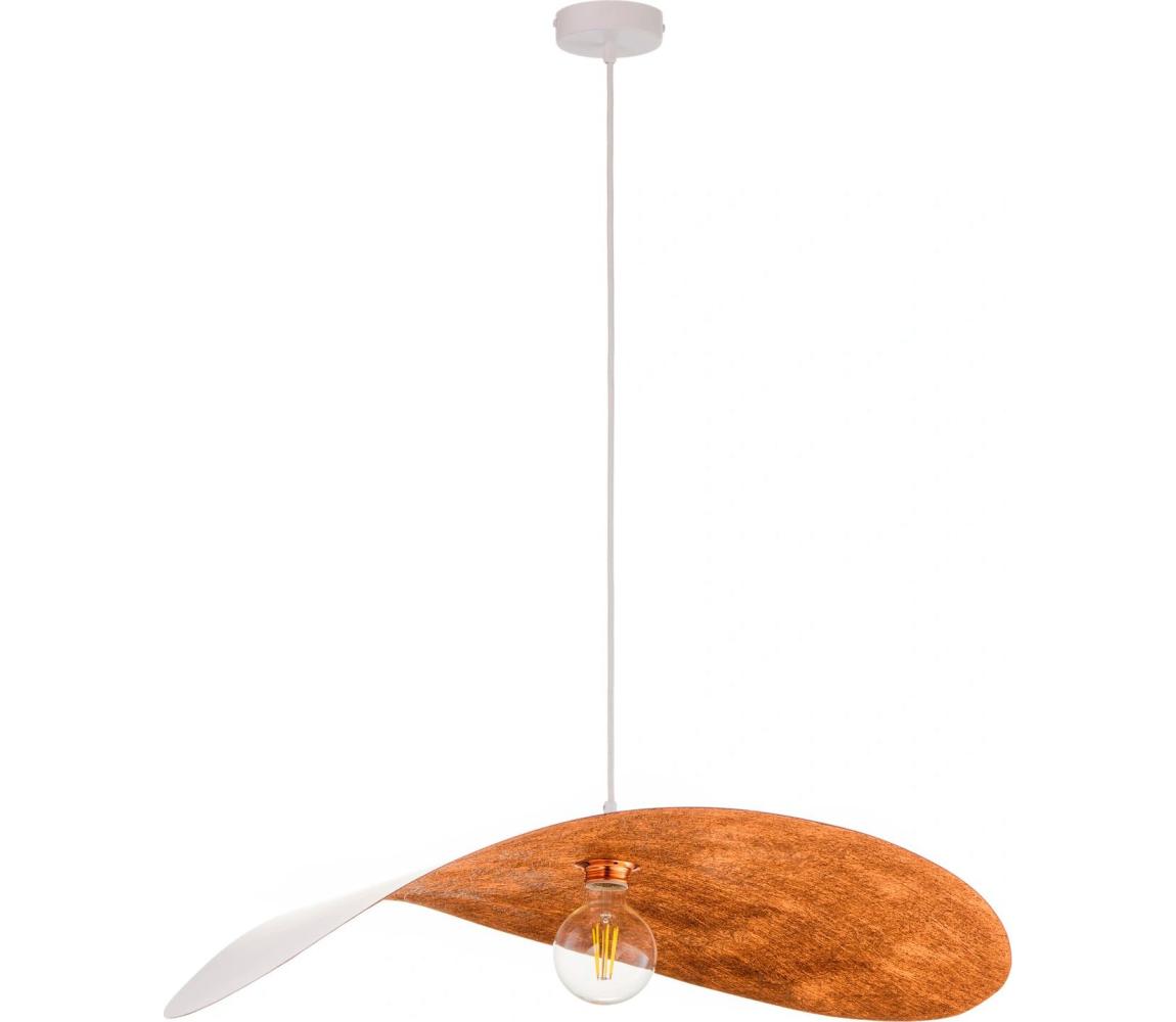  Lustr na lanku LEAF 1xE27/15W/230V bílá/měděná 41922