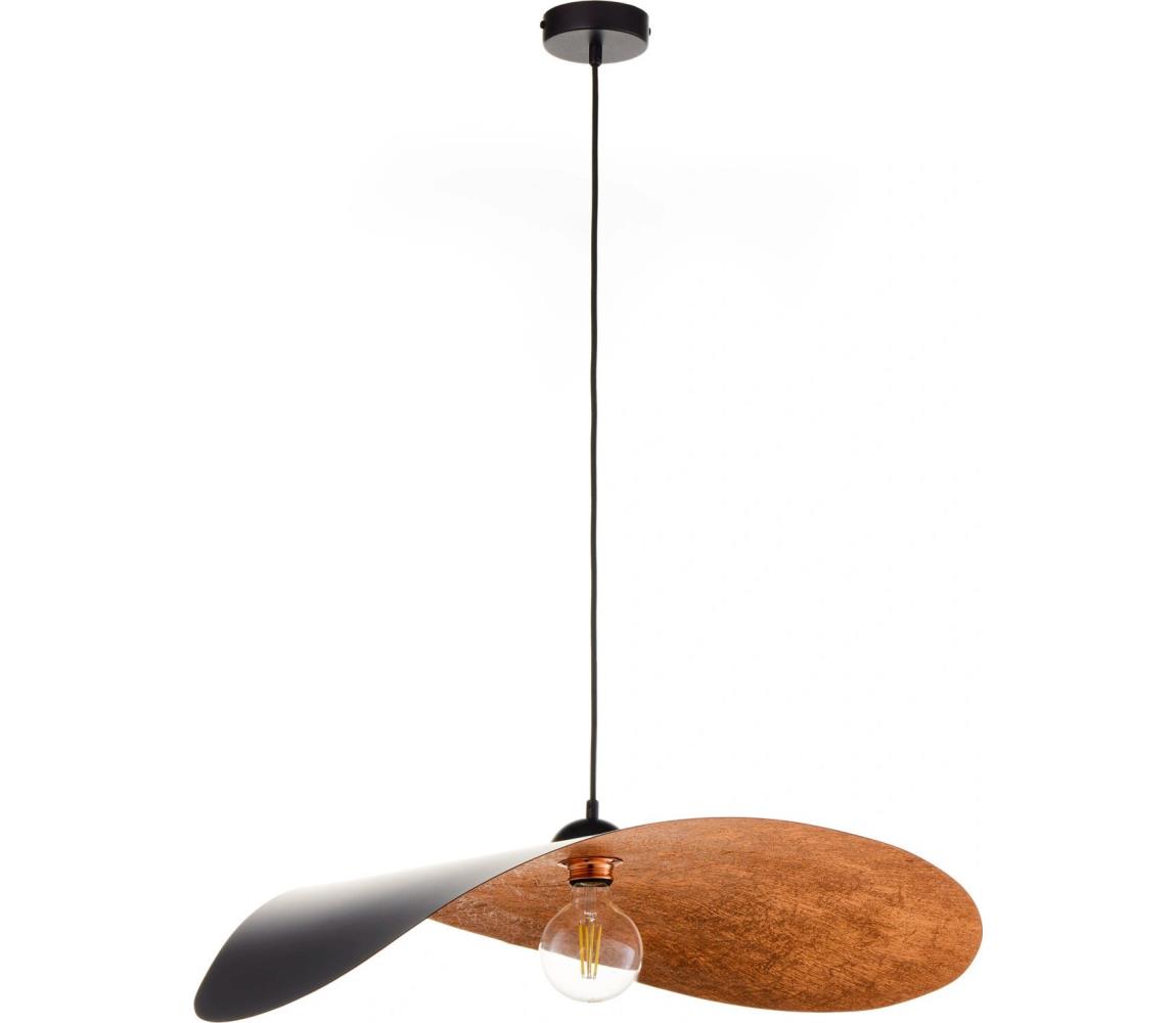  Lustr na lanku LEAF 1xE27/15W/230V černá/měděná 41919