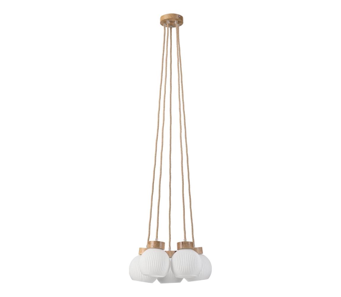  Lustr na lanku LOOMIS 5xE27/15W/230V 130 cm béžová/dub LM-5.315