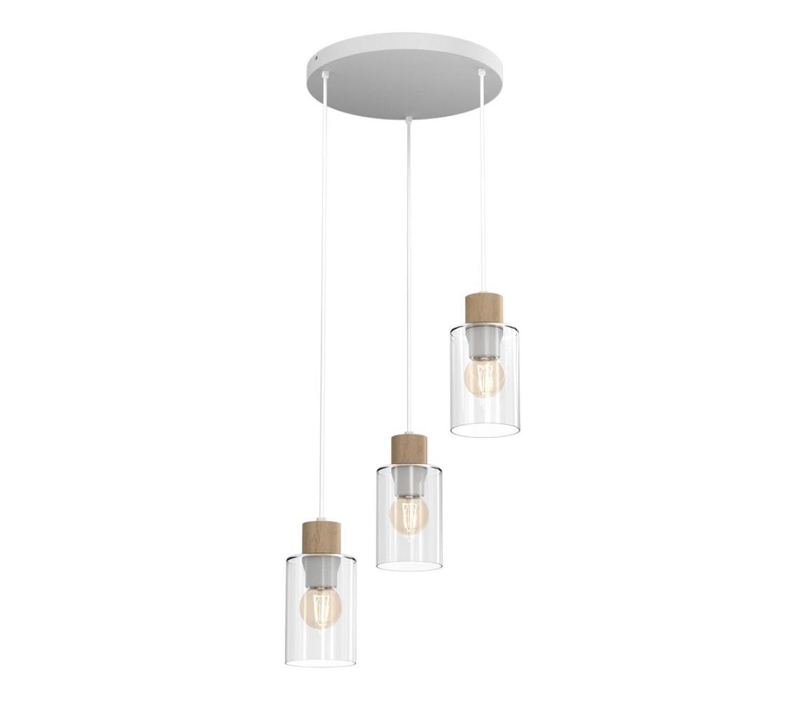  Lustr na lanku MADERA 3xE27/60W/230V bílá/dřevo MLP8556