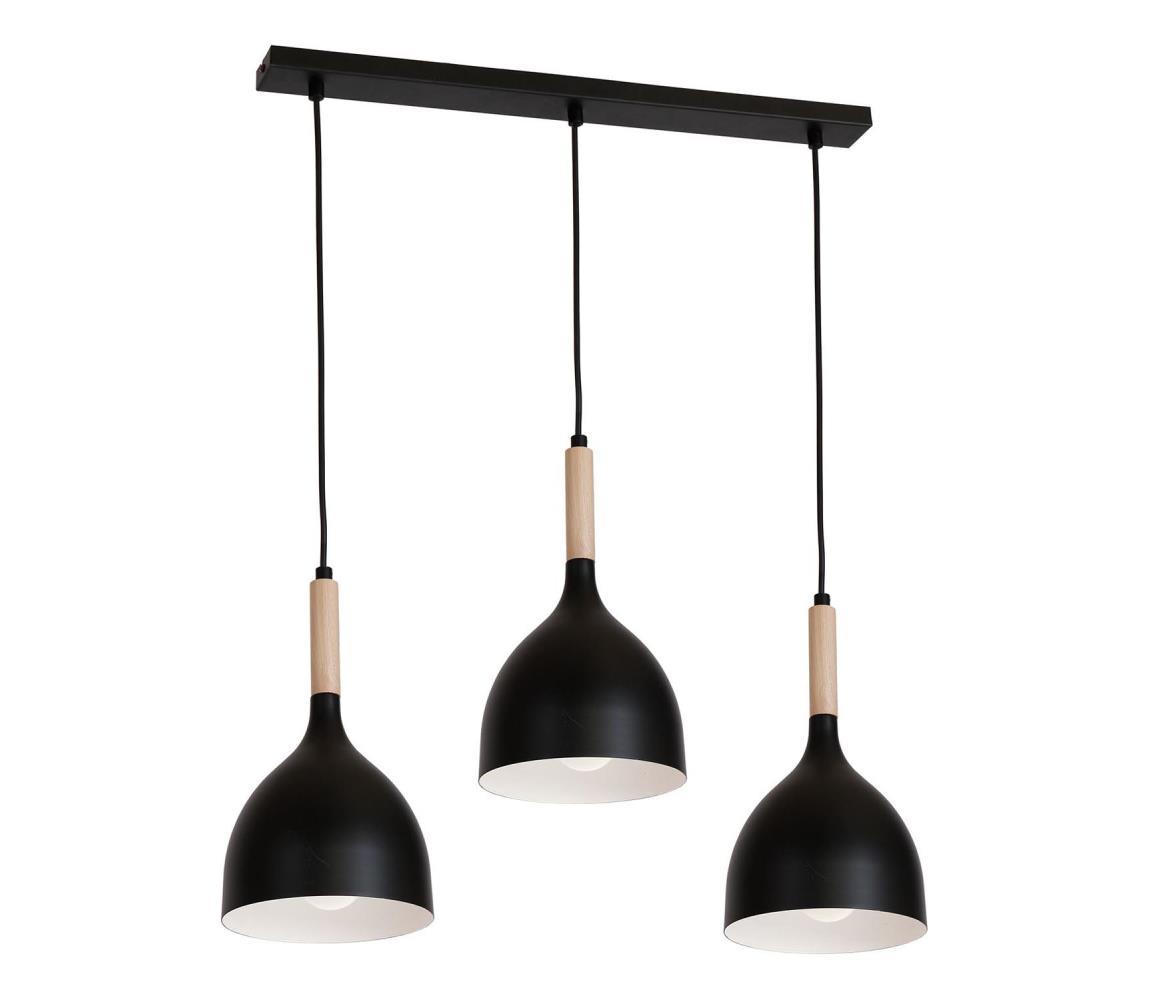  Lustr na lanku NOAK WOOD 3xE27/15W/230V černá/buk 1193