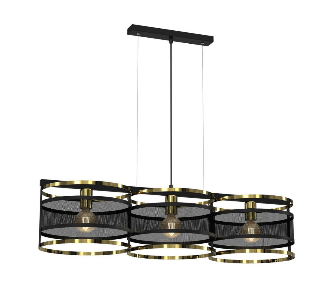  Lustr na lanku RIM 3xE27/60W/230V černá/zlatá 3904