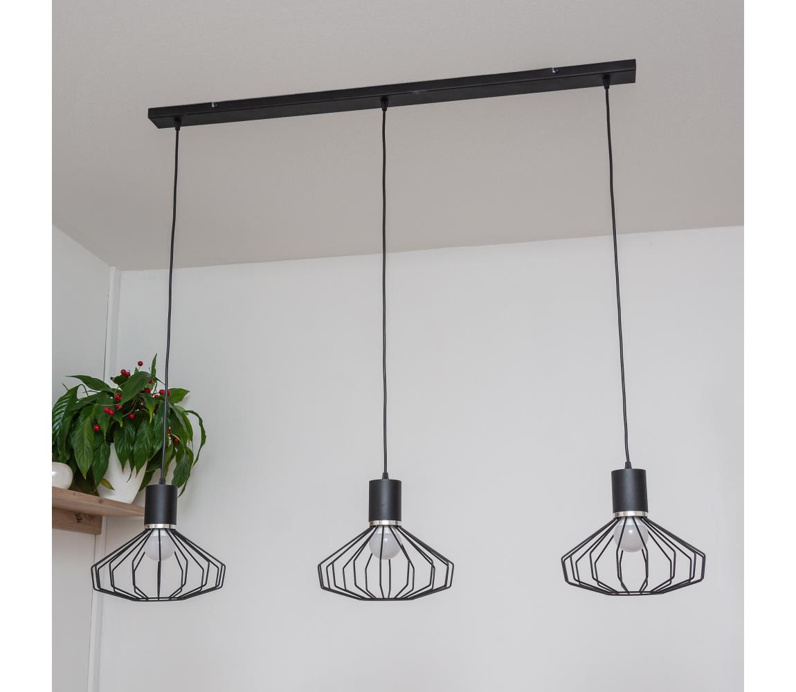  Lustr na lanku SOLANO 3xE27/15W/230V černá/lesklý chrom W-L 1335/3 BK+CH