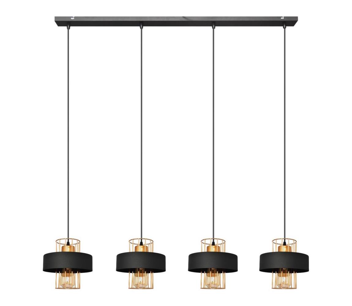  Lustr na lanku VOLTA 4xE27/15W/230V černá/rose gold W-L 1377/4 BK+BR