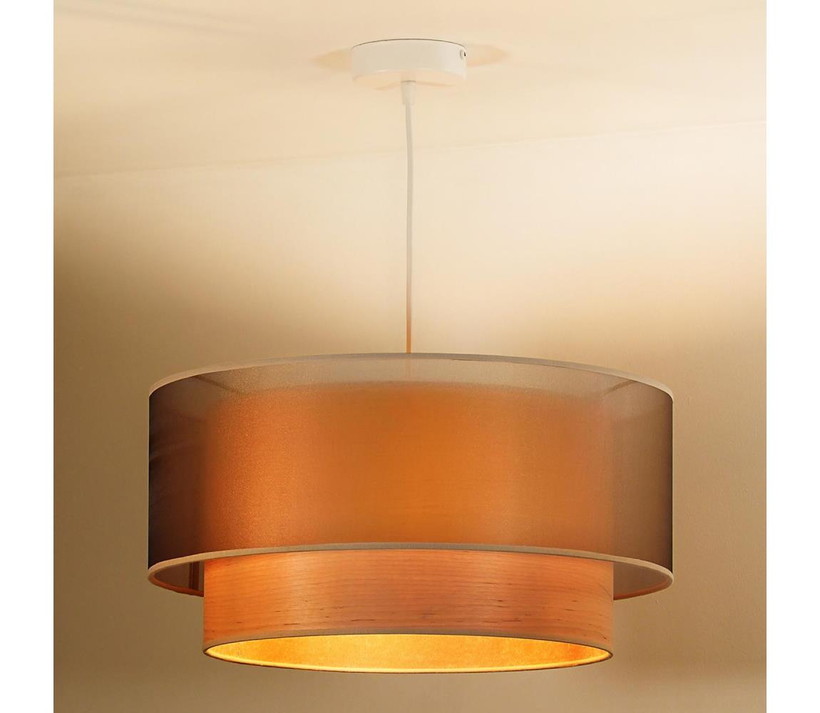  - Lustr na lanku WOOD BOHO 1xE27/15W/230V pr. 45 cm měděná/béžová 604062