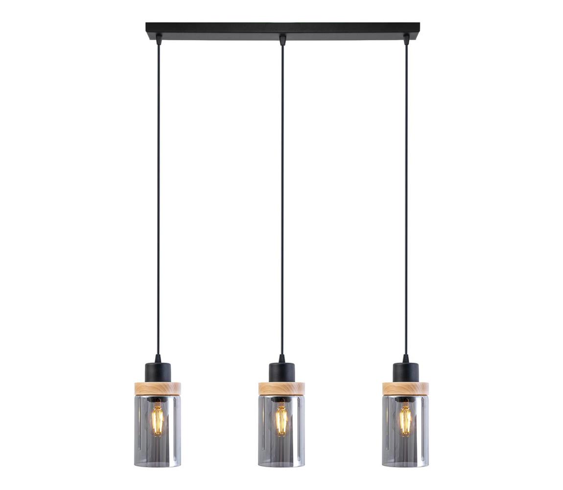  Lustr na lanku WOODNEST 3xE27/15W/230V borovice/kouřová černá W-L 1015/3 BK+SM