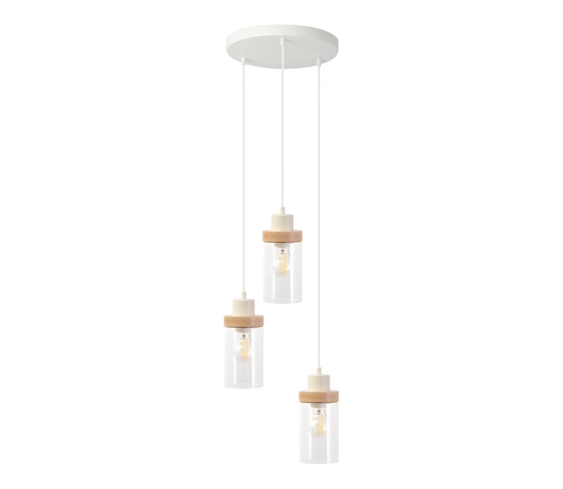  Lustr na lanku WOODNEST 3xE27/15W/230V borovice/krémová W-KD 1015/3 SAND+TR