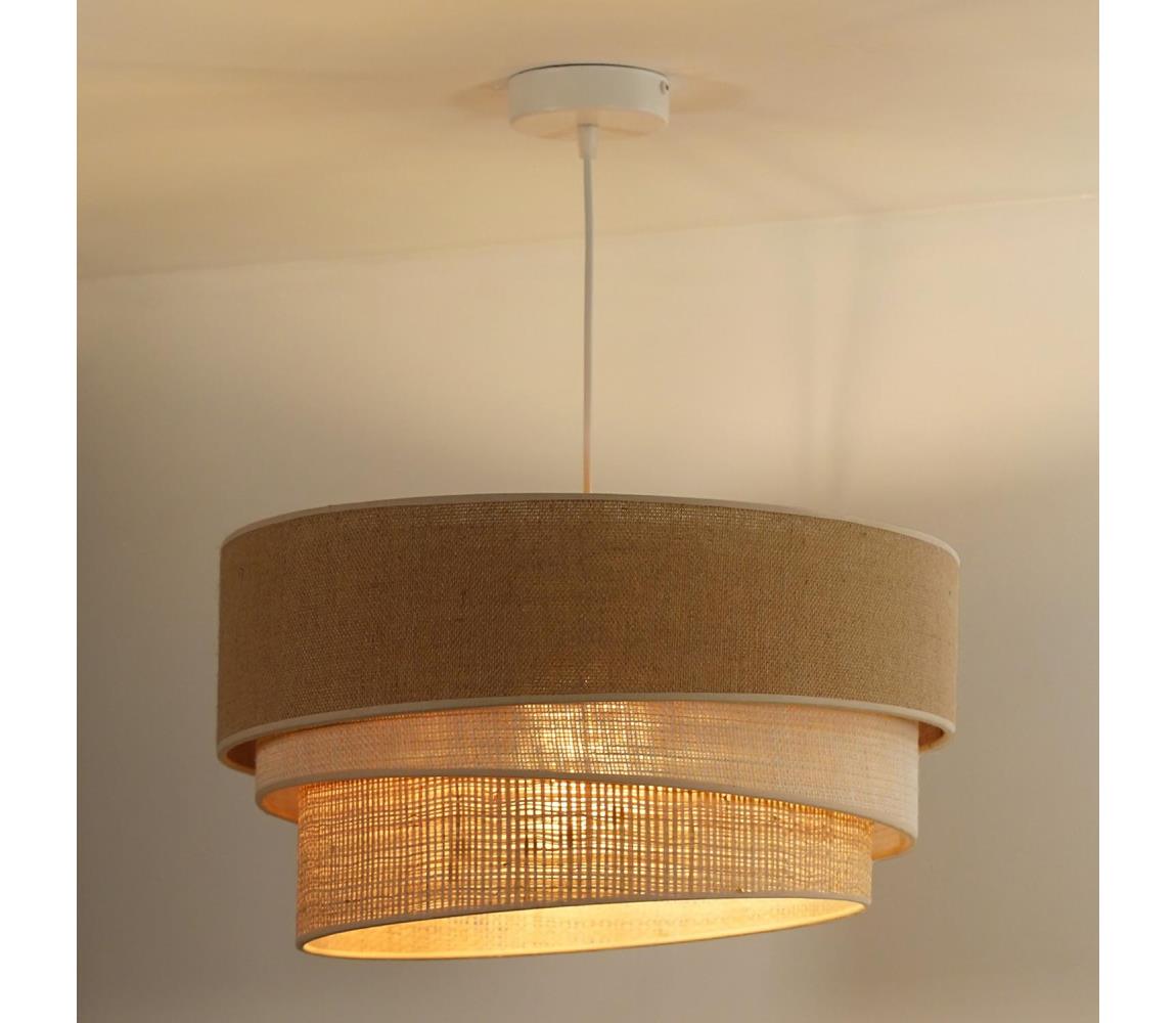  - Lustr na lanku YUTE TRIO 1xE27/15W/230V pr. 45 cm hnědá/šedá/béžová 603782